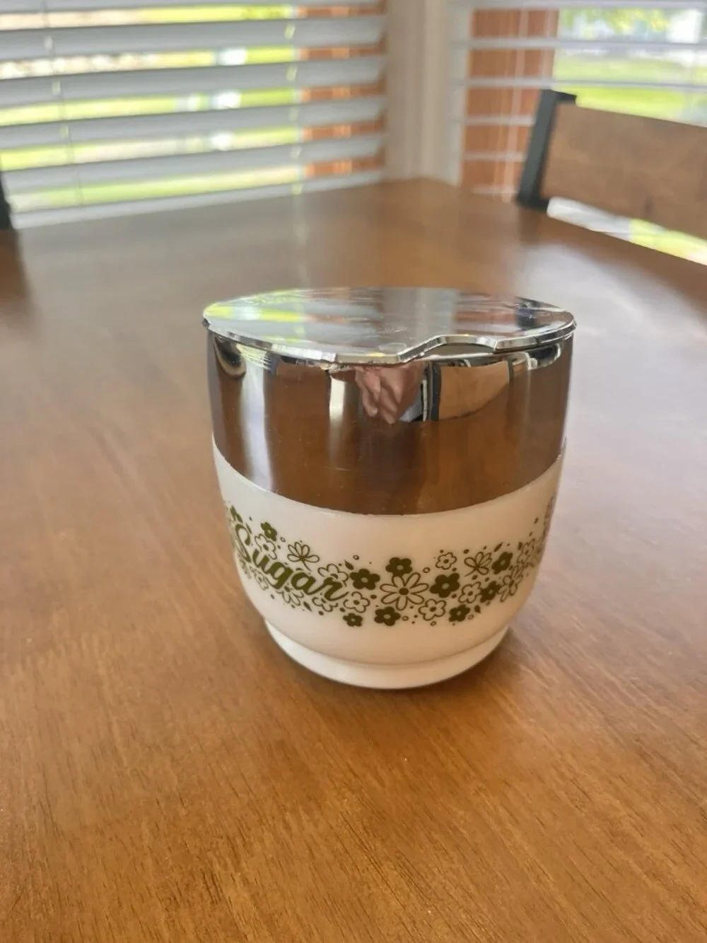 Vintage Gemco Corning Ware Crazy Daisy Spring Blossom Sugar Bowl Dispenser